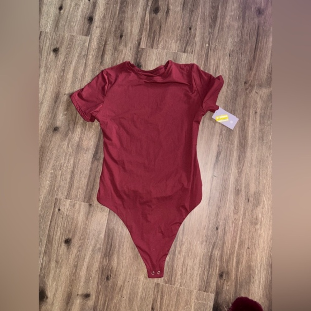 Auden Red Bodysuit Short Sleeve Crew Neck new with tags bin 2 #1005
